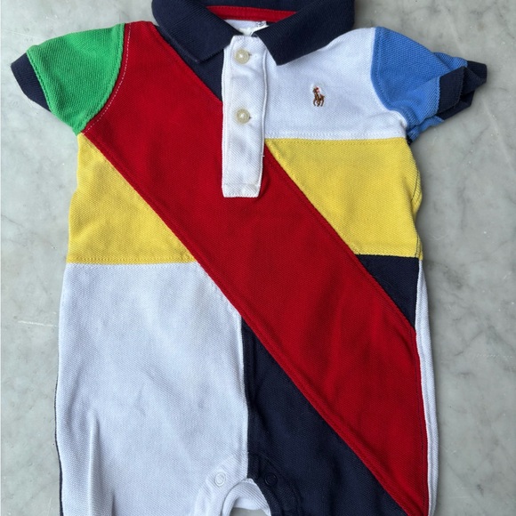 Ralph Lauren Navy and Red Baby Romper - Picture 1 of 7